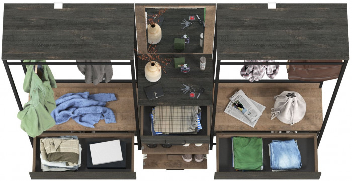 Трувор Прихожая 245, цвет дуб гранж песочный/интра, ШхГхВ 210х37х194,2 см., универсальная сборка