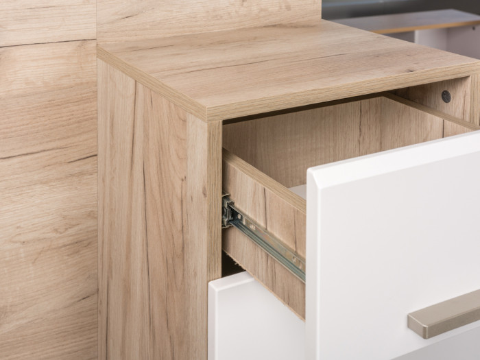 Лайн Прихожая № 08, цвет дуб крафт серый/фасады МДФ белый глянец, ШхГхВ 166,8х35,1х210 см., НЕ универсальная сборка