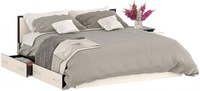 Сакура Кровать с ящиками 1800 + тумба, венге/дуб лоредо