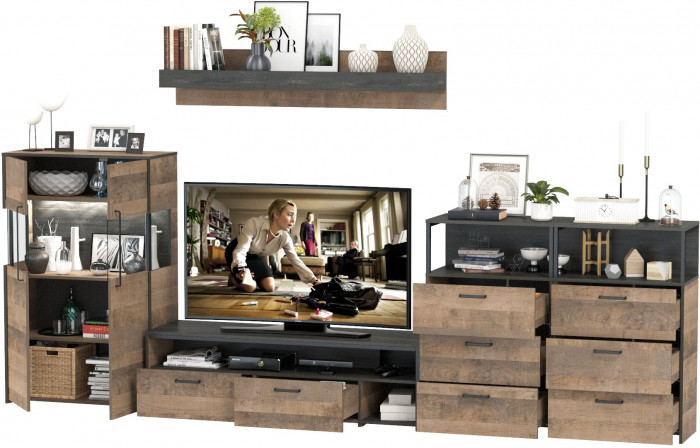 Трувор Гостиная 109, дуб гранж песочный/интра