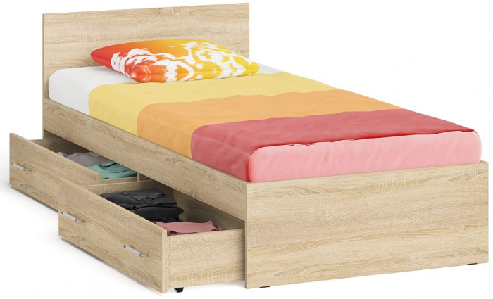 Мори Кровать с ящиками 0900, дуб сонома