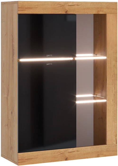 Прага Модульная Гостиная, вариант №1, Дуб Вотан/Черный глянец