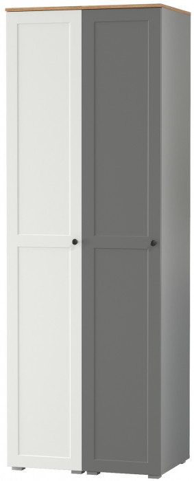 Остин 13.225 Шкаф-пенал 2 шт., белый шагрень/серый графит/дуб крафт золотой