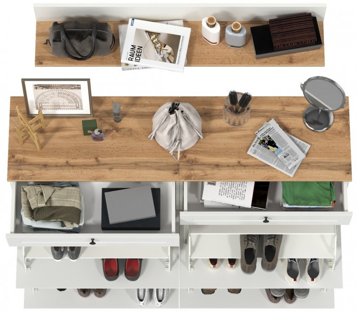 Остин Прихожая 66, цвет белый шагрень/дуб крафт золотой, ШхГхВ 160х41,6х160 см.