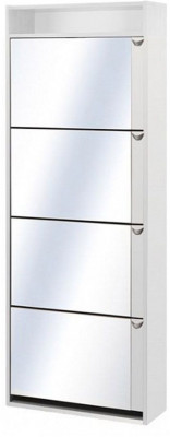 Обувница Комфорт К-4s с зеркалом Белый