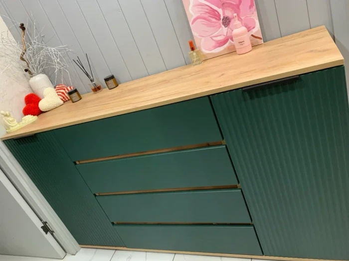 Марвэл Комод 2 двери 4 ящика (1600), Дуб крафт/Браш мени грин