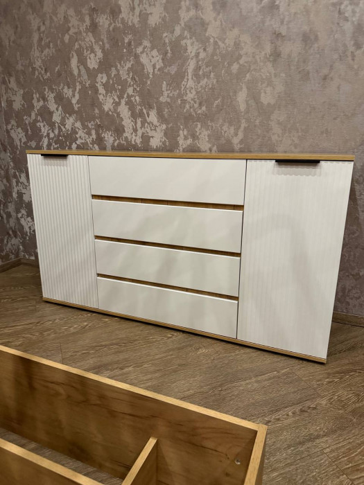 Марвэл Комод 2 двери 4 ящика (1600), Дуб крафт/Браш мени грин