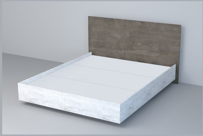 Кровать 1,4 арт.031 (ЛДСП) ЛН. (Бетон Светлый/Белый Глянец)