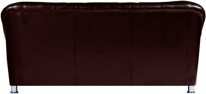 Диван кожаный коричневый, прямой 3-х местный, для дома, офиса, гостиной, кабинета Карелия