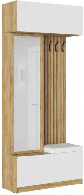 Прихожая Бостон МДФ крафт золотой/белый глянец (Дуб Крафт Золотой, Белый глянец)