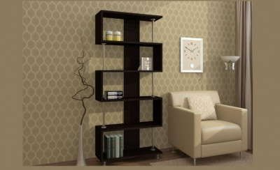 Стеллаж ЛДСП с хромированными опорами, венге