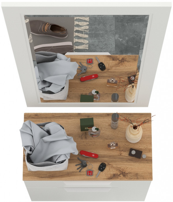 Октава Прихожая 38, белый шагрень/дуб крафт золотой/фасады МДФ белый шагрень