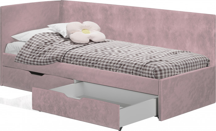 Кровать односпальная "Лео" КР-49 Белый/Шарли пинк/ЛДСП настил
