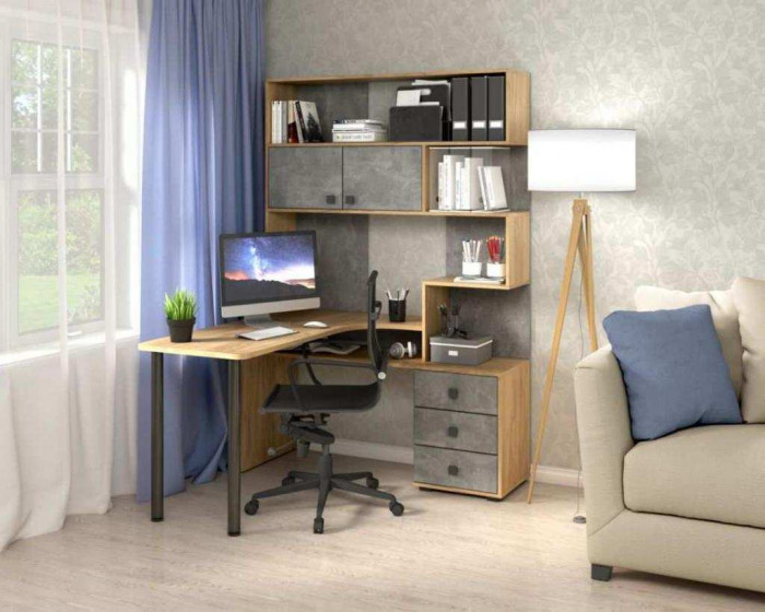 Стол Компьютерный СК-10 ЛЕВЫЙ Дуб крафт/ателье