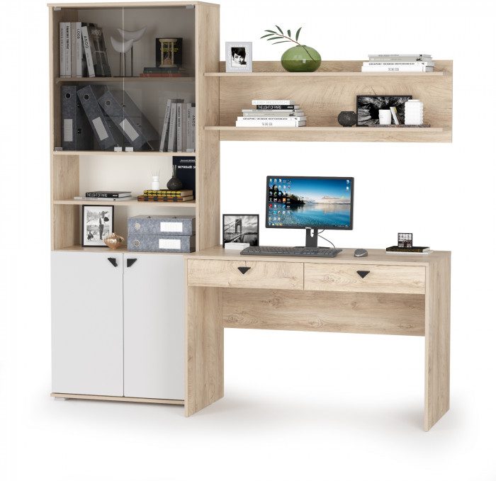 КР100 Бостон № 37, цвет дуб эндгрейн элегантный/фасады МДФ милк рикамо софт, 13.156+12.69+09.132, ШхГхВ 192х57,2х194,4 см., универсальная сборка