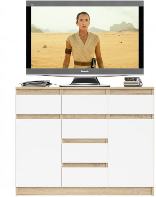 Мори Комод МК1200.4, цвет дуб сонома/белый, ШхГхВ 120,4х41х94 см.