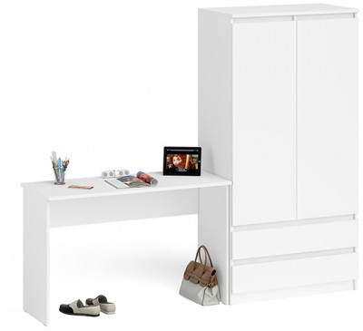 Мори Стол письменный МСП1200.1 + Шкаф МШ900.1, цвет белый, ШхГхВ 210,8х50,4х179,6 см., универсальная сборка