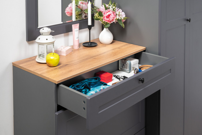 Остин Прихожая 22, цвет серый графит/дуб крафт золотой, ШхГхВ 120х54,3х229,6 см., универсальная сборка