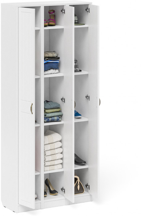 Прихожая П-6 Пенал 3 штуки, цвет белая шагрень/фасады МДФ белое дерево фрезеровка прованс, ШхГхВ 90х35х210 см., универсальная сборка