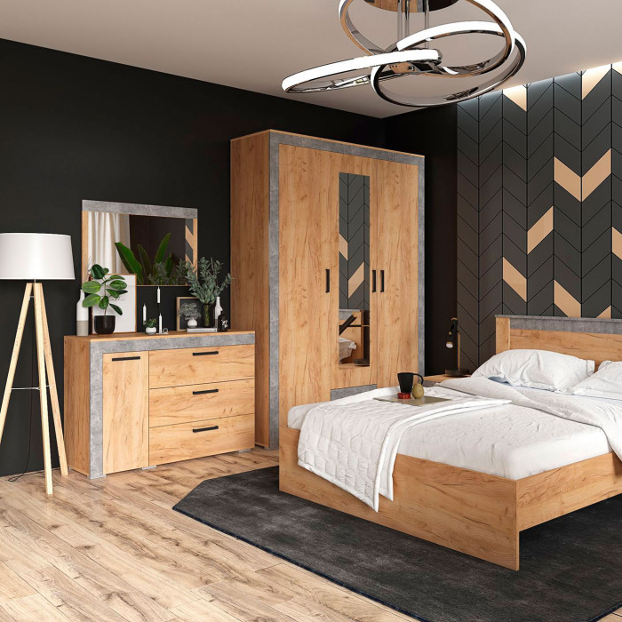 Шкаф 3-ств. Адель (1490*2200*520) дуб крафт золотой/ателье светлое