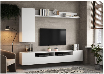 Стенка ТВ Соло-16 МДФ белый глянец (Белый / Белый глянец)