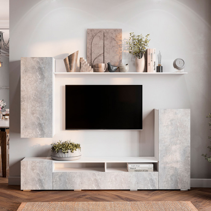 Гостиная "Диаманд" белый/цемент светлый