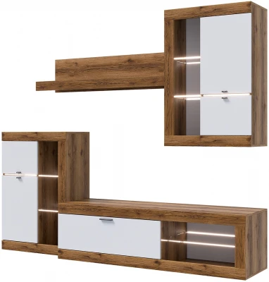 Прага Модульная Гостиная, вариант №1, Дуб Делано/Белый глянец