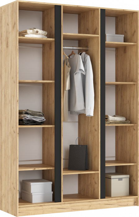 Келвин Шкаф 3-х створчатый 1500, Белый Глянец, Дуб Крафт