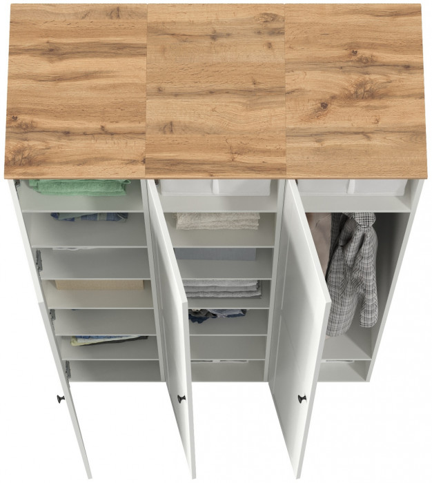 Остин 13.225 Шкаф-пенал 3 шт., белый шагрень/дуб крафт золотой