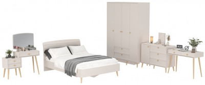 Афина Спальня 16-1400, цвет кашемир серый, сп.м. 1400х2000 мм., б/м, основание есть - фанера