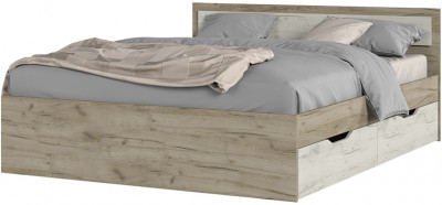 ГАРМОНИЯ КР 604 кровать с ящиками (1,652х0,78х2,032) дуб крафт белый/дуб крафт серый