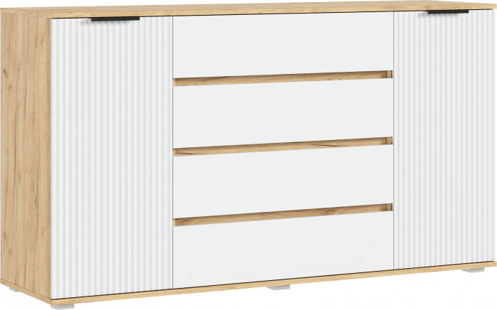 Марвэл Комод 2 двери 4 ящика (1600), Дуб крафт/Браш вайт