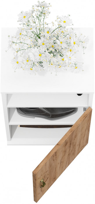 Лидер-8 Модуль Тумба МД 3.19, цвет белый шагрень/крафт золото, ШхГхВ 40х30х75 см., универсальная сборка (ниша и дверка)