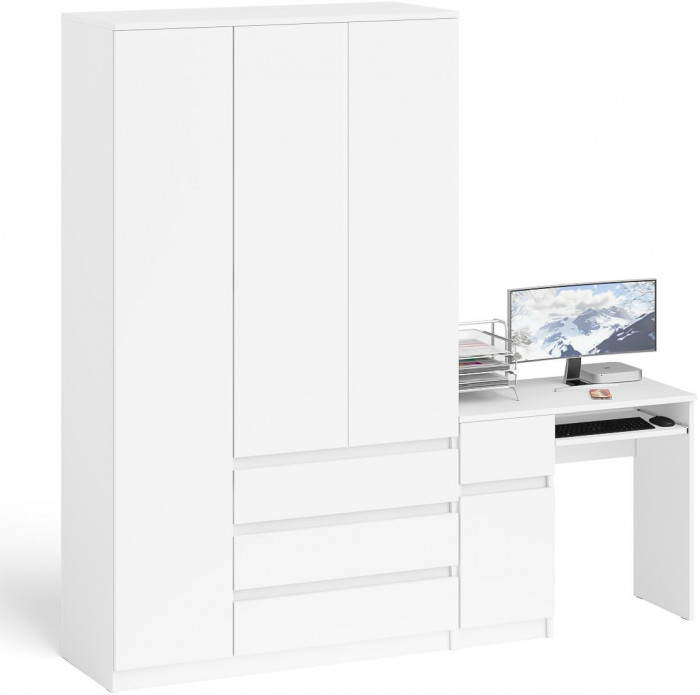 Мори компьютерный стол МС-1 левый + Шкаф МШ1200.1, белый