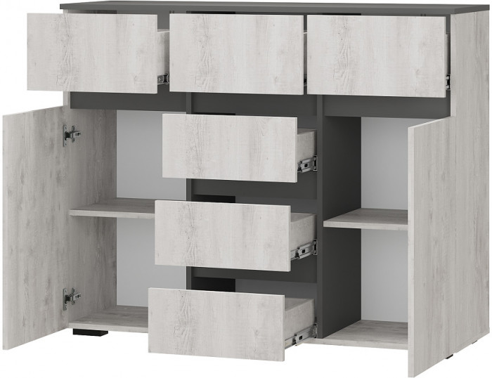 Комод комбинированный Мрия КМ-15, Бетон пайн светлый, графит