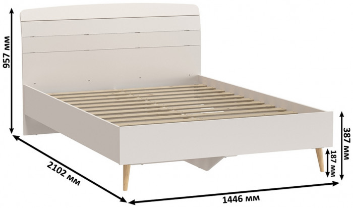 Афина Спальня Кровать 1400 + Шкаф 2-х дверный, цвет кашемир серый, ШхГхВ 144,6х210,2х95,7 + 90,3х56,3х220 см., сп.м. 1400х2000 мм., б/м, осн. есть