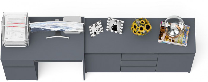 Мори компьютерный стол МС-1 левый + Комод МК1200.3, графит