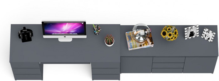 Мори компьютерный стол МС-2 + Комод МК1200.3, графит