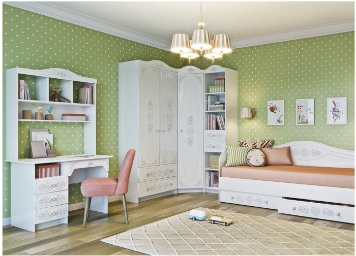 Модульная детская KI-KI композиция 2, Белый/Белое дерево