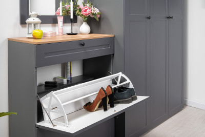 Остин Прихожая 23, цвет серый графит/дуб крафт золотой, ШхГхВ 120х54,3х229,6 см., универсальная сборка