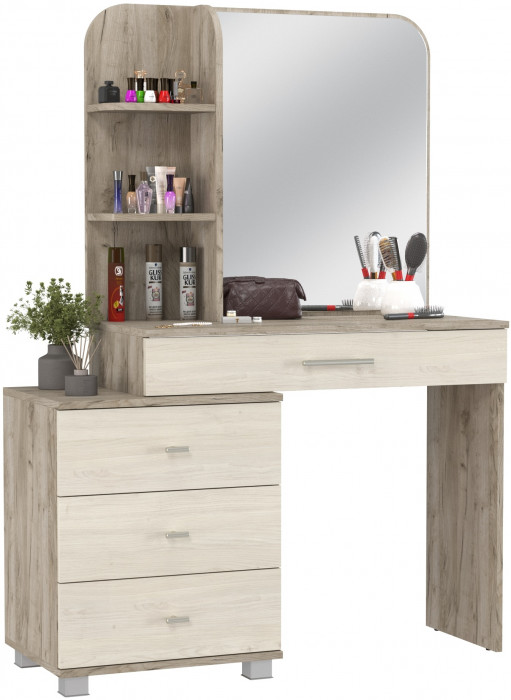 Трюмо 4-25100дкс/скан.д.б. Оливия, дуб крафт серый/скандинавское дерево белое