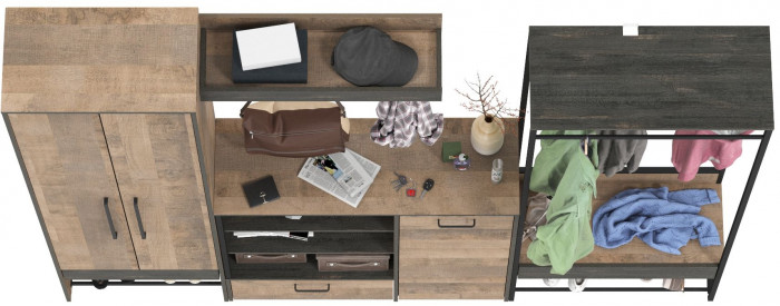 Трувор Прихожая 233, дуб гранж песочный/интра