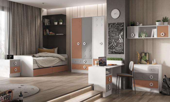 ТУРБО КМ 01 комод с ящиками (750х750х497) корпус белый/шарли кашемир/терракота/белый супермат