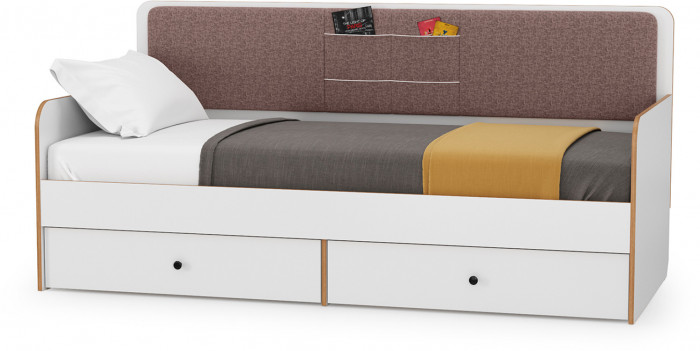 Вуди Компоновка № 34, цвет белый премиум/дуб крафт золотой/саванна латте, сп. м. 900х2000 мм., б/м, основание есть, матрас высотой до 200 мм.