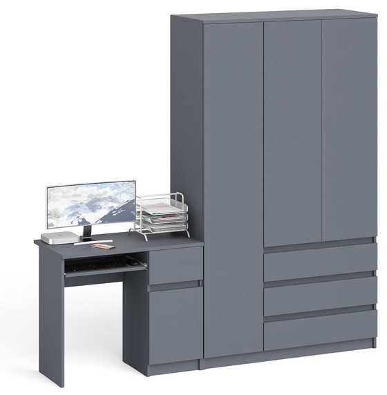 Мори компьютерный стол МС-1 правый + Шкаф МШ1200.1, графит