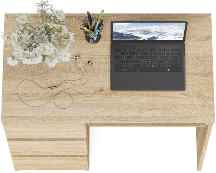 Мори Стол компьютерный МС-6 левый, цвет дуб сонома, ШхГхВ 90х50х76,6 см., выдвижные ящики слева, НЕ универсальная сборка