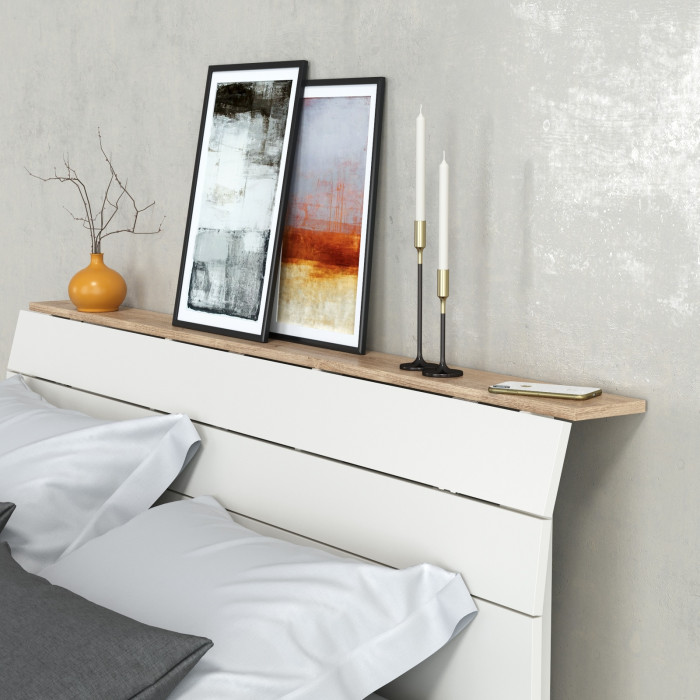 Муссон Спальня № 14, цвет белый/дуб эндгрейн элегантный, ортопед, сп. м. 1600х2000 мм., б/м