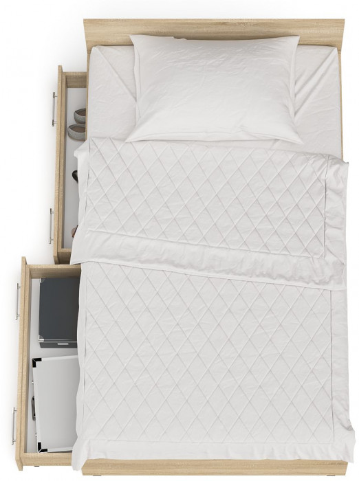 Мори Кровать с ящиками 1200, дуб сонома