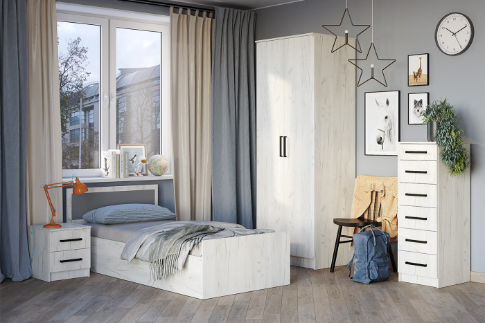 Комод высокий Фиеста, Дуб крафт белый