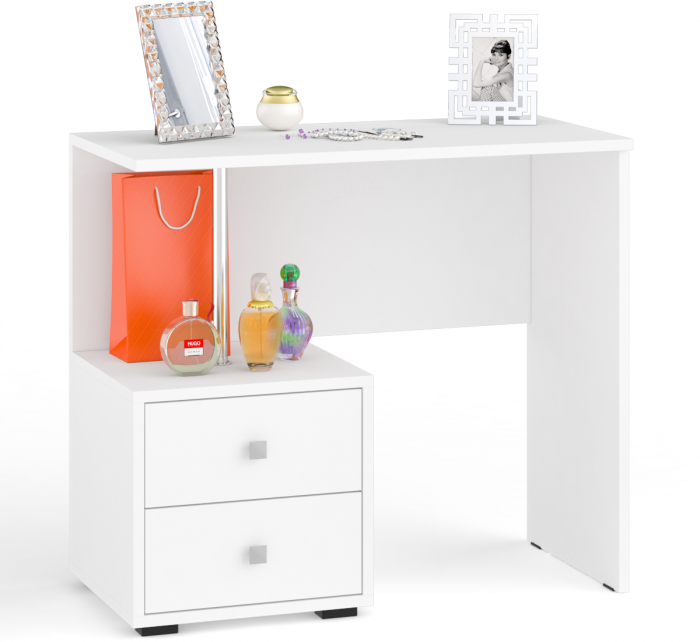 Камелия спальня № 3 Кровать 1600 + Две тумбы + Стол косметич. + Зеркало + Комод + Шкаф 4-х, цвет белый, сп.м. 1600х2000 мм., б/м, осн. есть